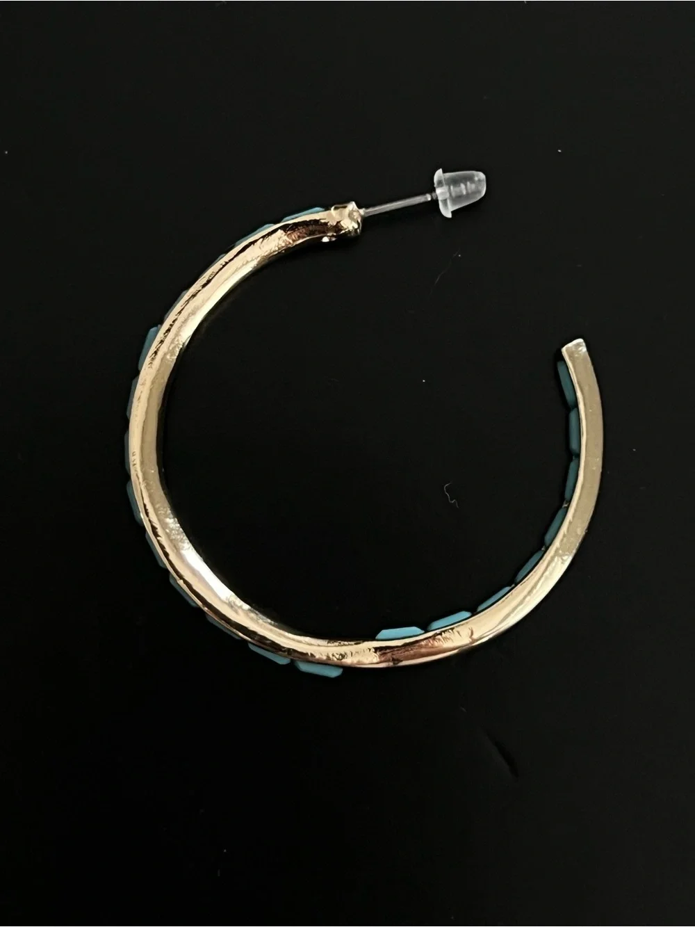 Single earring-Rivka Friedman Turquoise Elongated Hoop Earrings